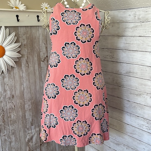 Loft Petite Pink Shift Dress with Medallion Print, Women’s Size SP - Picture 3 of 8